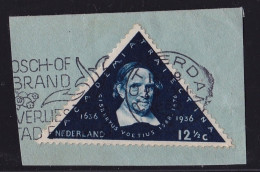 Plaatfout Wit Puntje Onderaan De M In 1936 Universiteit Utrecht 12½ Cent Blauw NVPH 288 P 1 Op Briefstukje - Plaatfouten En Curiosa