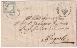 1862 2 Ago 2 Gr. Chiarissimo Sass 20 VAR Su Lettera Da Monopoli X Napoli Rara Tinta - Naples