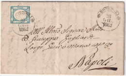 1862 28 Giu 2 Gr. Sass 20 Su Lettera Da Monopoli X Napoli F.Chiav Spl - Naples