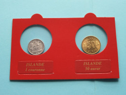 Set Of 2 Coins > 1 Couronne (1978) & 50 Aurar (1974) > ( Monnaies Du Monde > Editions ATLAS ) ISLANDE ( Voir SCANS ) ! - Iceland