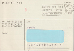 The Netherlands Flamme Postale - Postmark - Poststempel Brieven Met Geld Steeds Laten Aantekenen - 1963 - Franking Machines (EMA)