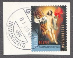 2023 HUNGARY Easter Pâques JESUS MURILLO Resurrection Lord - Used Cut - Postmark ÚJSZENTIVÁN - Oblitérés