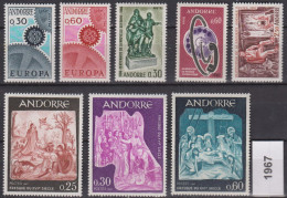 Andorra Francesa 179/186 ** MNH. 1967 Año Completo - Full Years