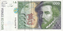 BILLETE DE 1000 PESETAS DEL AÑO 1992 DE HERNAN CORTES SERIE 6L EN CALIDAD EBC (XF) (PIZARRO) - 1000 Peseten