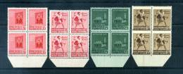 1944 Repubblica Sociale Italiana RSI S110 496/499 MNH **, Monumenti Distrutti, Filigrana Corona, Quartine - Neufs