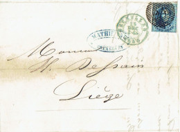 Médaillon N°4 Margé S/LAC Obl P24 Très Belle Frappe BRUXELLES (12.1850) + Cachet Privé MATHIEU & Cie Papeterie BRUXELLES - 1849-1850 Medaillen (3/5)