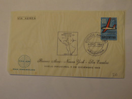 ARGENTINA  PAN AM FIRST FLIGHT COVER BUENOS AIRES - NEW YORK - LIN ESCAIAS 1963 - Gebruikt