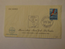 ARGENTINA  PAN AM FIRST FLIGHT COVER BUENOS AIRES - NEW YORK - LIN ESCAIAS 1963 - Used Stamps