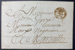 Lettre 1747 De PARIS Marque De PORT PAYE Ornée (ferme Générale Des Postes) Pour MARSEILLE Certificat ROUMET - ....-1700: Precursores