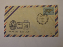 ARGENTINA  PRIMER VUELO FIRST FLIGHT COVER BUENOS AIRES - DAKAR - PARIS 1964 - Usados