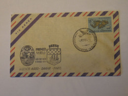 ARGENTINA  PRIMER VUELO FIRST FLIGHT COVER BUENOS AIRES - DAKAR - PARIS 1964 - Usados