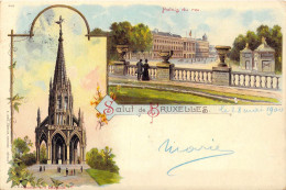 BELGIQUE - Bruxelles - Salut De Bruxelles - Palais Du Roi - Monument Léopold 1er - Carte Postale Ancienne - Monumentos, Edificios