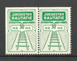 FINLAND FINNLAND 1950 JOKIOISTEN Railway Packet Stamp 30 MK Pair From Sheet Corner MNH - Postpaketten