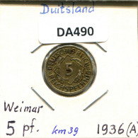 5 REICHSPFENNIG 1936 A ALLEMAGNE Pièce GERMANY #DA490.2.F - 5 Reichspfennig