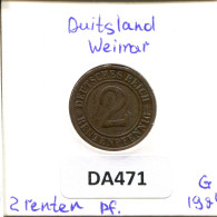 2 RENTENPFENNIG 1924 G ALEMANIA Moneda GERMANY #DA471.2.E - 2 Rentenpfennig & 2 Reichspfennig