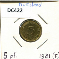 5 PFENNIG 1981 F BRD ALEMANIA Moneda GERMANY #DC422.E - 5 Pfennig