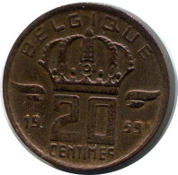 20 CENTIMES 1959 DUTCH Text BELGIEN BELGIUM Münze #BA397.D - 25 Cent