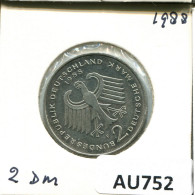 2 DM 1988 F L.ERHARD BRD DEUTSCHLAND Münze GERMANY #AU752.D - 2 Marcos