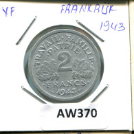 2 FRANCS 1943 FRANCE Pièce #AW370.F - 2 Francs