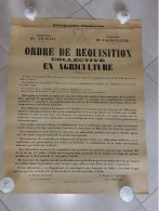 Affiche "ORDRE De REQUISITION En AGRICULTURE"- 1940 - 50x65 - TTB - Affiches