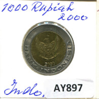 1000 RUPIAH 2000 INDONESISCH INDONESIA BIMETALLIC Münze #AY897.D - Indonésie