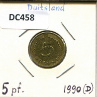5 PFENNIG 1990 D WEST & UNIFIED GERMANY Coin #DC458.U - 5 Pfennig