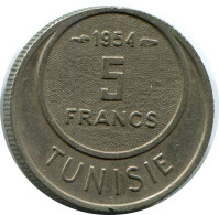 5 FRANCS 1954 TUNESIEN TUNISIA Münze #AP449.D - Tunisia