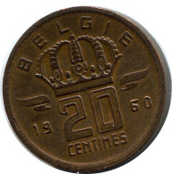 20 CENTIMES 1960 FRENCH Text BÉLGICA BELGIUM Moneda #BA396.E - 25 Cent
