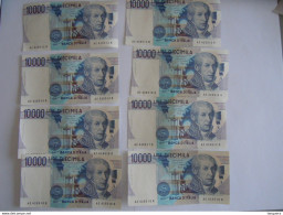 Italia Italie 10000 Lire Volta 8 Billets Consécutivement AE 426512 R à AE 426519 R Neuf - 10000 Lire