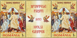 Romania 2013 / Easter - Strip  2 Pcs+label - Easter