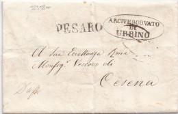 32358# ARCIVESCOVATO LETTRE URBINO 1852 PESARO MARCHES Pour CESENA - 1. ...-1850 Prefilatelia