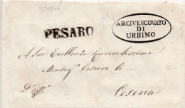 32359# ARCIVESCOVATO LETTRE URBINO 1853 PESARO MARCHES Pour CESENA - 1. ...-1850 Prefilatelia