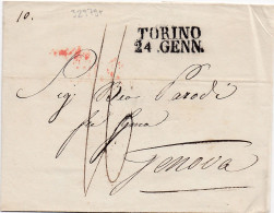 32379# LETTERA TORINO 1842 GENOVA GENES TURIN - 1. ...-1850 Prefilatelia