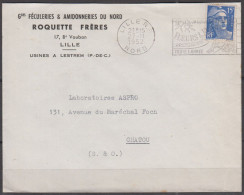 59 LILLE  " Grandes Féculeries..."  Sur Enveloppe Pub  Le 27 11 1952   Avec Mne De GANDON 15F + Oméc Sécap - Covers & Documents