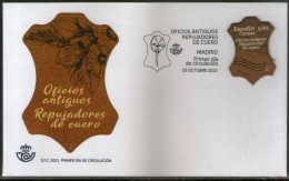 Spain 2021 Real Leather Exotic Stamp Odd Shaped 1v FDC # 7684 - FDC