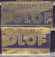 "OLOF" Razor Blade Old Vintage 2 WRAPPERS (see Sales Conditions) - Lamette Da Barba