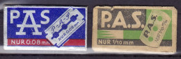 "PAS" Razor Blade Old Vintage 2 WRAPPERS (see Sales Conditions) - Lamette Da Barba