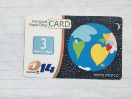 ISRAEL(BZI-GLO-0010N)-GLOBLE 3 Min-Bezeq,international-(660)(524567724856)(28.02.2005)-used Card - Israele