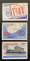 Cape Kap Verde Cabo Verde 1989 Mi. 564 - 566 100 Anos Serviço Paz Uniao Interparlamentar Dove Colombe Friendenstaube - Kaapverdische Eilanden