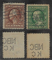 USA United States 1902/1918 2 Stamp Perfin NBC/KC By National Bank Of Commerce & Trust From Kansas City Lochung Perfore - Zähnungen (Perfins)