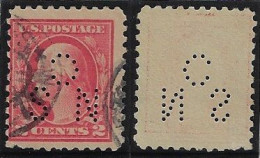 USA United States 1908/1917 Stamp With Perfin NS/C By National Surety Company From New York Lochung Perfore - Zähnungen (Perfins)