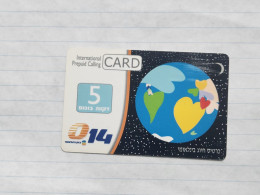 ISRAEL(BZI-GLO-0012N)-GLOBLE 5 Min-Bezeq,international-(672)(014302534881)(31.08.2008)-used Card - Israele