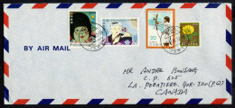 Japan 1980 80 ¥ Archery, Air Mail Cover Used To Canada From Nada | 1981 60 ¥ Japanese Songs, Music - Tir à L'Arc