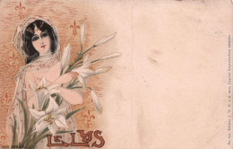 Illustrateur Jack Abeillé - Le Lys - Femme Avec Fleurs - Edit J W H 1900 - Carte Postale Ancienne - Other & Unclassified