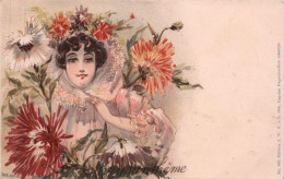 Illustrateur Jack Abeillé - Le Chrysantheme - Femme Avec Fleurs - Edit J W H 1900 - Carte Postale Ancienne - Other & Unclassified
