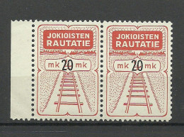 FINLAND FINNLAND 1946-1953 JOKIOISTEN Railway Packet Stamp As Pair MNH - Pacchi Postali