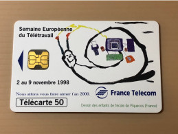 France Telecom Chip Telecarte Phonecard - Semaine Europeenne Du Teletravail - Set Of 1 Used Card - Andere & Zonder Classificatie