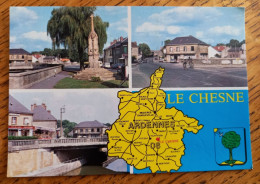 Le Chesne (Ardennes) - Café Des Sports, Restaurant Au Sanglier Des Ardennes, Le Monument - CPSM GF - Le Chesne