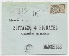 ALEXANDRIE 50C  MERSON SEUL LETTRE COVER REC ALEXANDRIE  9 OCT 1903 POUR MARSEILLE AU TARIF - Lettres & Documents