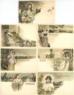 Jugendstil - Kpl. 7er-Serie WOCHENTAGE MONTAG-SONNTAG Künstler-Serie Sign. H.FRÜNDT 1899 I Art Nouveau - Unclassified